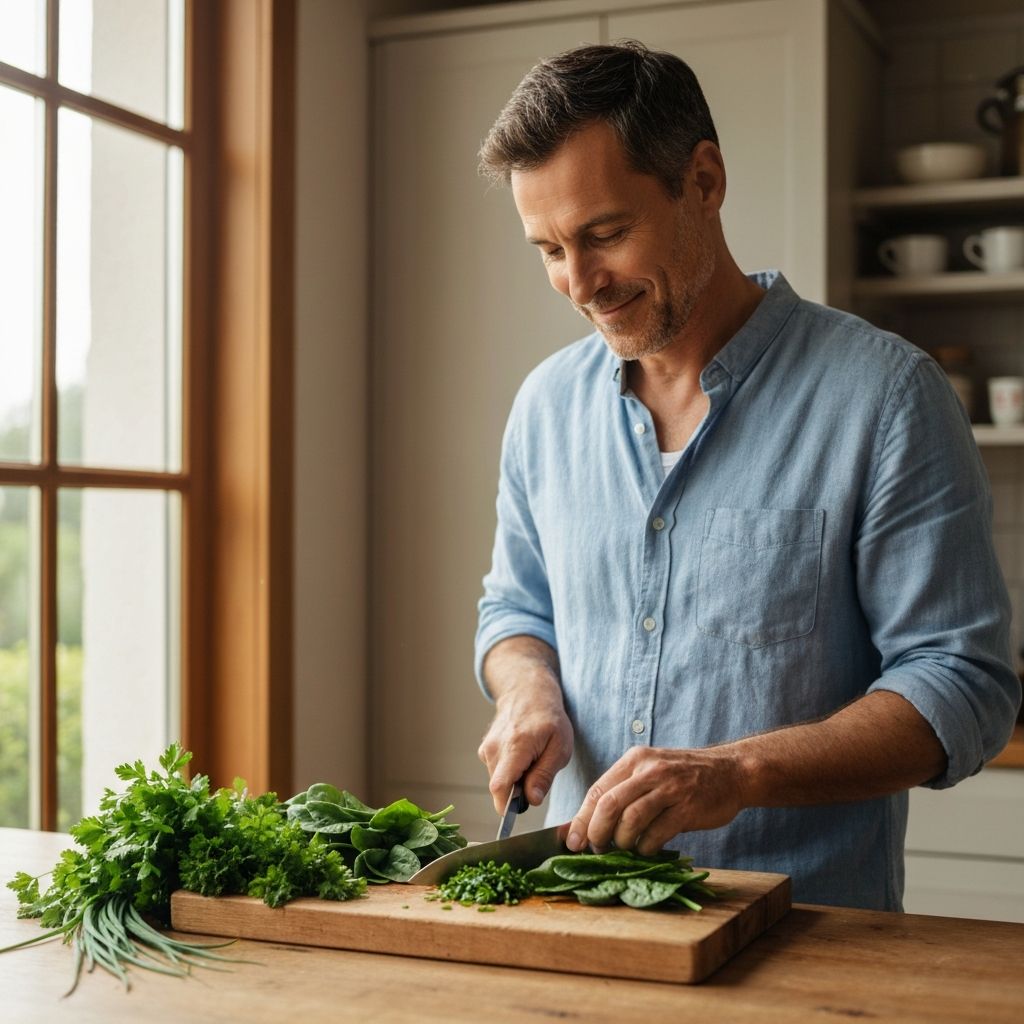Mindful food preparation with fresh vegetables